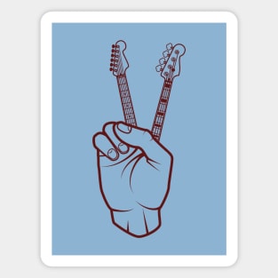 Guitar and Bass Outline Hand Peace Sign Light Theme Magnet